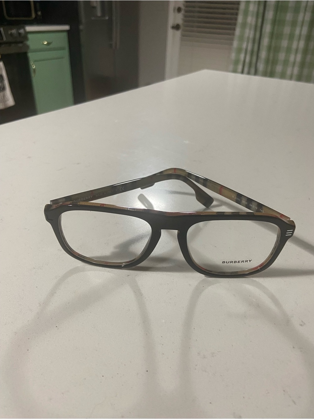 Burberry Tortoiseshell Pattern Rectangular Glasses - Brown & Black